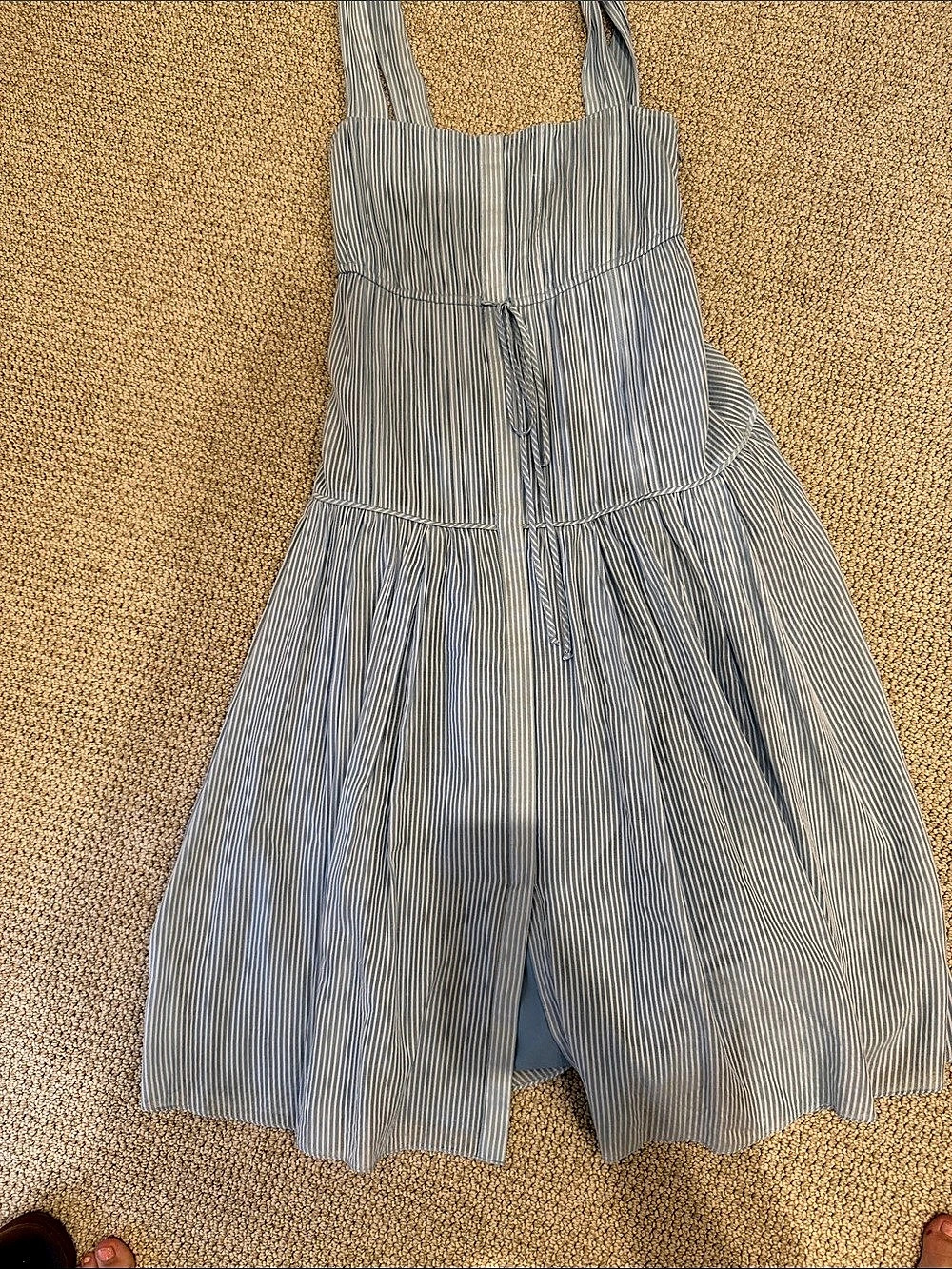 Kobi Halperin Reina Striped Cotton-Silk Midi Dress Blue & White